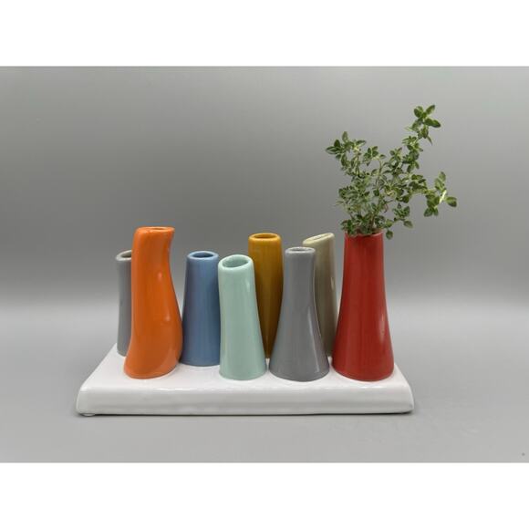 Chive Pooley Bud Vase Ceramic 8-Tube Modern Minimalist Red Orange Yellow - Picture 1 of 9